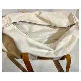 Cozy Earth Canvas Tote Bags with Tan Leather Handles and a soft cream pouch