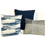 Throw Pillows - 3-Pack - Navy Knit Braided, Mountain Stripe, Geometric Bronze Pattern