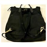 Trumi Canvas Backpack Purse - Black with Gold-Tone Hardware