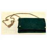 Street Level Purse - Teal Leather with Gold Chain Strap