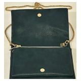 Street Level Purse - Teal Leather with Gold Chain Strap