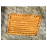 TUMI Navy Nylon Backpack with Tan Leather Trim & Front Zip Pockets