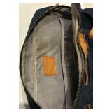 TUMI Navy Nylon Backpack with Tan Leather Trim & Front Zip Pockets