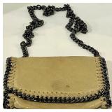 Borse in Pelle Beige Suede Chain Shoulder Bag - Made in Italy