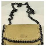Borse in Pelle Beige Suede Chain Shoulder Bag - Made in Italy