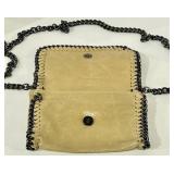 Borse in Pelle Beige Suede Chain Shoulder Bag - Made in Italy