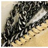 Borse in Pelle Beige Suede Chain Shoulder Bag - Made in Italy