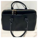 Zara Basic Collection Navy Satchel - Textured Faux Leather & Gold Hardware