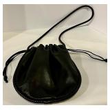 De Vecchi Leather Handbag - Made in Italy - Black Crossbody with Braided Strap