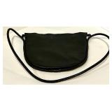 De Vecchi Leather Handbag - Made in Italy - Black Crossbody with Braided Strap