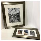 Framed Photographs - 2-Piece Set: Black & White War Photo & 3-Photo Landscape Collage