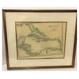 West India Islands Central America Map - Framed Wall Art