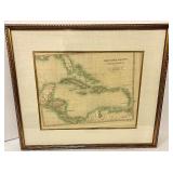 West India Islands Central America Map - Framed Wall Art