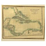 West India Islands Central America Map - Framed Wall Art