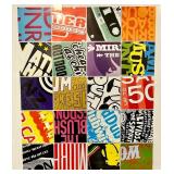 Framed 20-Panel Colorful Typography Collage Artwork