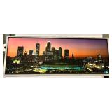 Framed City Skyline Panorama at Sunset & Stadium - Wall Art