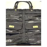 Alexis Hudson Convertible Leather Bag - Expansion Zipper, Dark Purple/Black