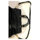 Alexis Hudson Convertible Leather Bag - Expansion Zipper, Dark Purple/Black