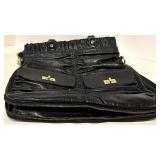 Alexis Hudson Convertible Leather Bag - Expansion Zipper, Dark Purple/Black