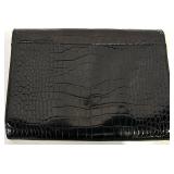 Ralph Lauren Crocodile-Embossed Leather Wallet Clutch - Black