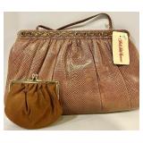 NEW Judith Leiber Brown Snakeskin Evening Clutch With Gem-Trim Gold Frame