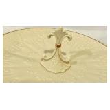 Porcelain Dishes (Lot of 5) - Floral Pattern & Gold Trim with Cake Stand