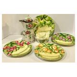 Made in Italy 8in Ceramic Fruit Plates - Set of 4