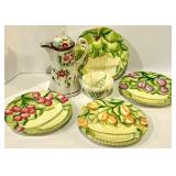 Made in Italy 8in Ceramic Fruit Plates - Set of 4