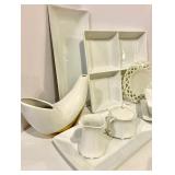 White Ceramic Dinnerware & Decor Set with Gold Accent - Assorted Pieces