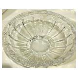 Crystal Glass Centerpiece Bowl & Tall Vase & 2 Geometric Ashtrays