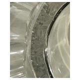 Crystal Glass Centerpiece Bowl & Tall Vase & 2 Geometric Ashtrays