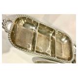 Mikasa Silver-Plate Flatware Set with Grapevine Motif - Serving Tray & Divided Dish