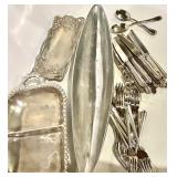 Mikasa Silver-Plate Flatware Set with Grapevine Motif - Serving Tray & Divided Dish