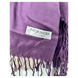 Pashmina Scarves - 3-Pack - 100% Cashmere - Purple, White & Brown