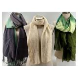 Ultimo Scarf - Beige Knit Scarf & Green Gradient Scarf & Dark Gray/Green Wrap