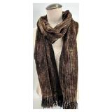 Emerald Green Scarf with Fringe & Brown Scarf