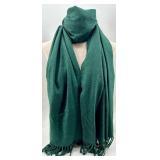 Emerald Green Scarf with Fringe & Brown Scarf