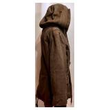 Free People Distressed Canvas Jacket Hooded Olive Drab Cotton