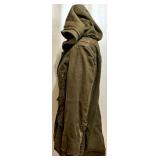 Free People Distressed Canvas Jacket Hooded Olive Drab Cotton