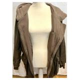 Free People Distressed Canvas Jacket Hooded Olive Drab Cotton