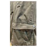 Free People Distressed Canvas Jacket Hooded Olive Drab Cotton