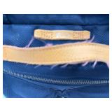 TUMI Navy Nylon Backpack with Tan Leather Trim & Front Zip Pockets