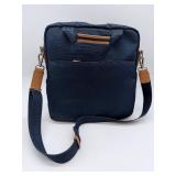 TUMI Navy Nylon Backpack with Tan Leather Trim & Front Zip Pockets