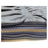 Alexis Hudson Convertible Leather Bag - Expansion Zipper, Dark Purple/Black