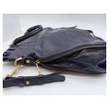 Alexis Hudson Convertible Leather Bag - Expansion Zipper, Dark Purple/Black