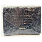 Ralph Lauren Crocodile-Embossed Leather Wallet Clutch - Black