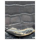 Ralph Lauren Crocodile-Embossed Leather Wallet Clutch - Black