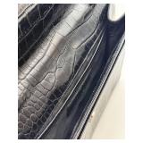 Ralph Lauren Crocodile-Embossed Leather Wallet Clutch - Black