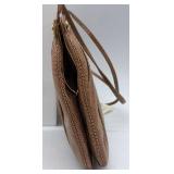 NEW Judith Leiber Brown Snakeskin Evening Clutch With Gem-Trim Gold Frame