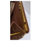 NEW Judith Leiber Brown Snakeskin Evening Clutch With Gem-Trim Gold Frame